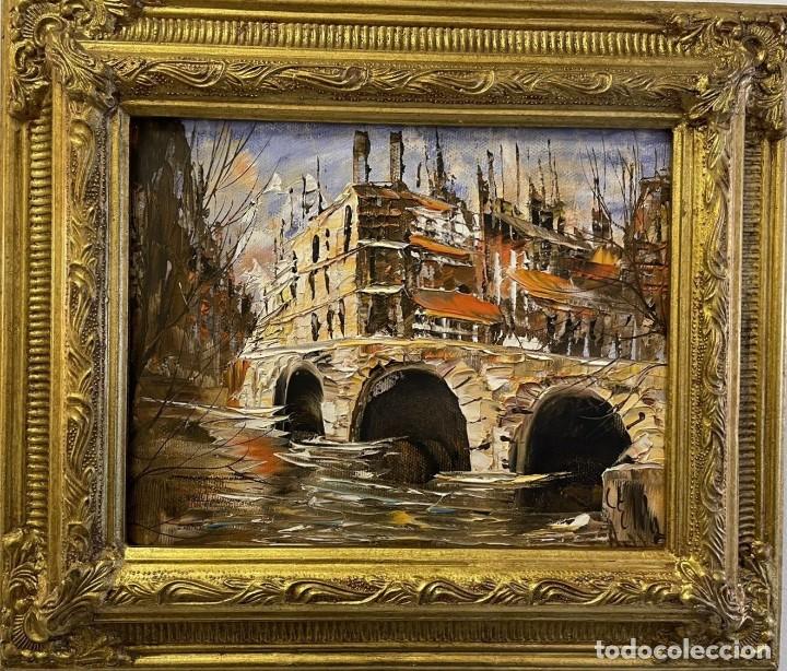 Arte: OLEO SOBRE PANEL PUENTE SOBRE EL RIO DE VENECIA, FIRMADO 36X31 CM
