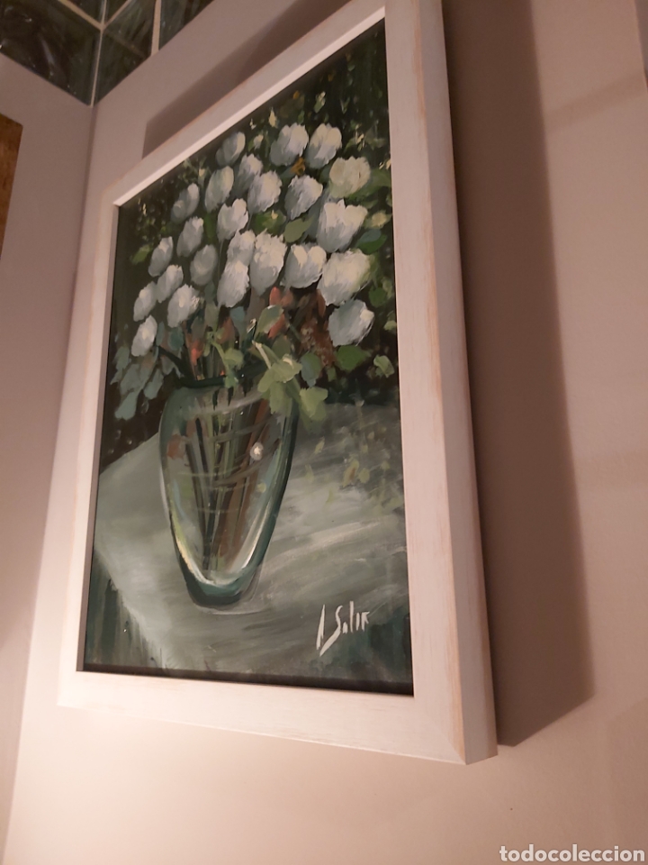 Arte: Bodeg&oacute;n de flores blancas lienzo. - Foto 2