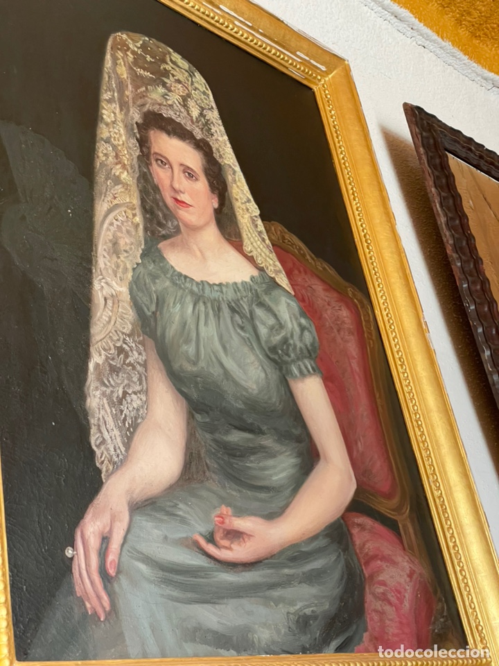 Arte: &Oacute;leo sobre lienzo mujer con mantilla - Foto 2