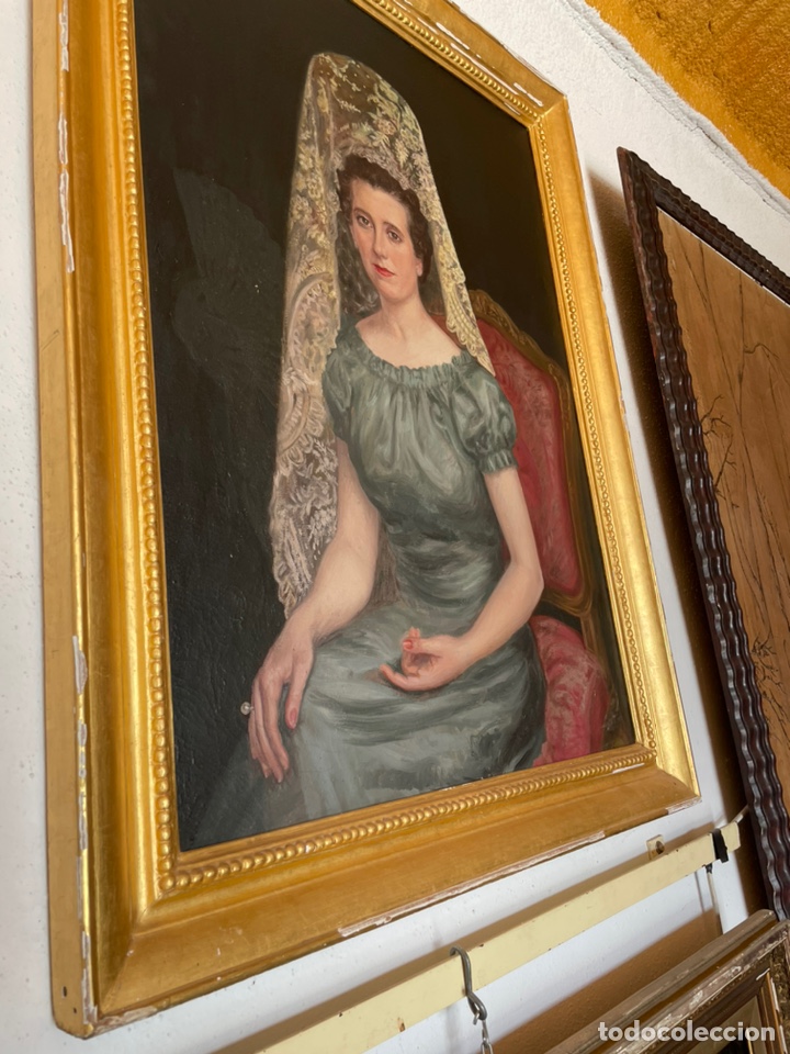 Arte: &Oacute;leo sobre lienzo mujer con mantilla - Foto 3