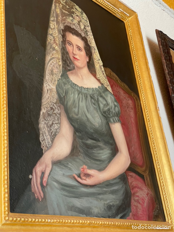 Arte: &Oacute;leo sobre lienzo mujer con mantilla - Foto 1