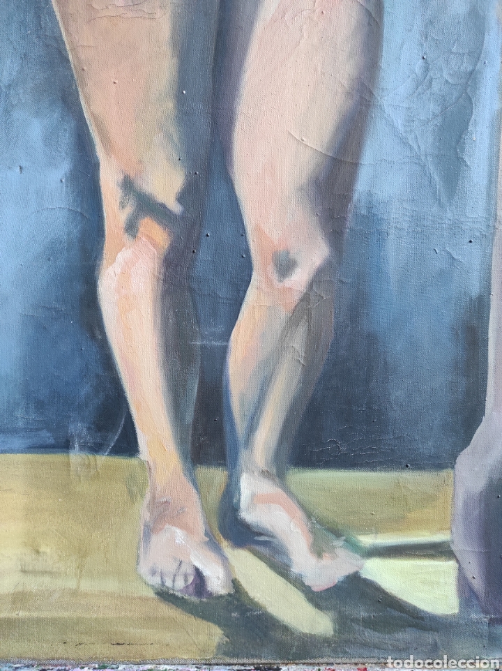 Arte: Oleo sobre lienzo. Desnudo femenino de medio cuerpo. 65x81cm sin enmarcar - Foto 4 - 249197760