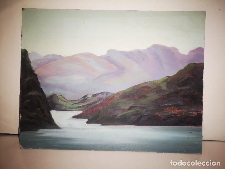Arte: &Oacute;leo sobre tabla acantilado sin firm - Foto 1