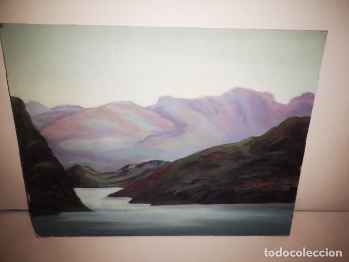 Arte: &Oacute;leo sobre tabla acantilado sin firm - Foto 2