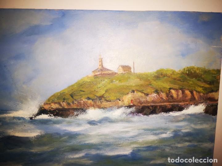 Arte: &Oacute;leo sobre tabla Faro sin firma - Foto 2