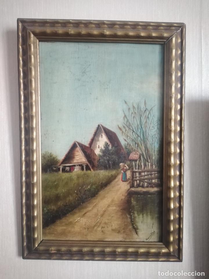 Arte: &Oacute;leo sobre madera en marco dorado - Foto 1