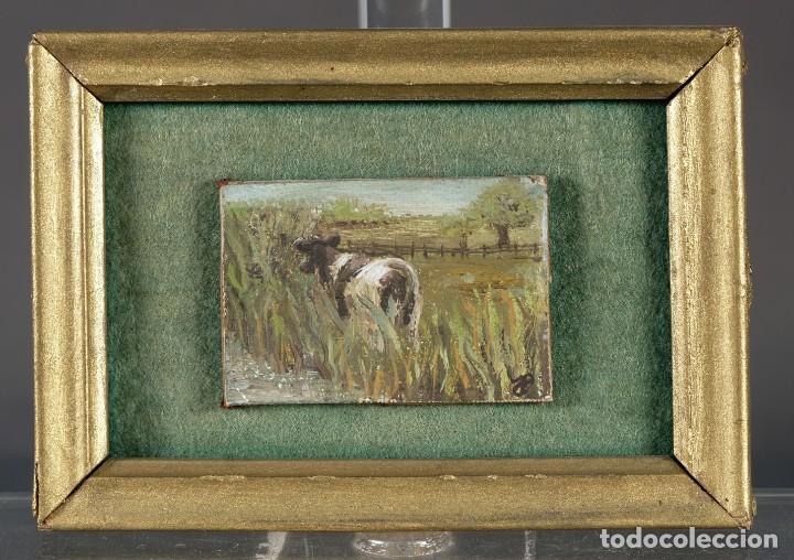 Arte: &Oacute;leo sobre t&aacute;blex Vaca en el campo - Foto 2
