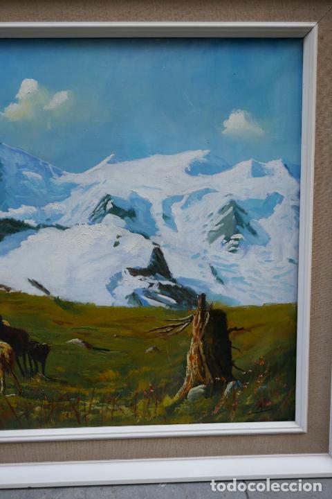 Arte: precioso gran cuadro de un Pastor con cabras en montaña. FIRMADO - 145 X 75 CM. - Foto 7 - 255521450