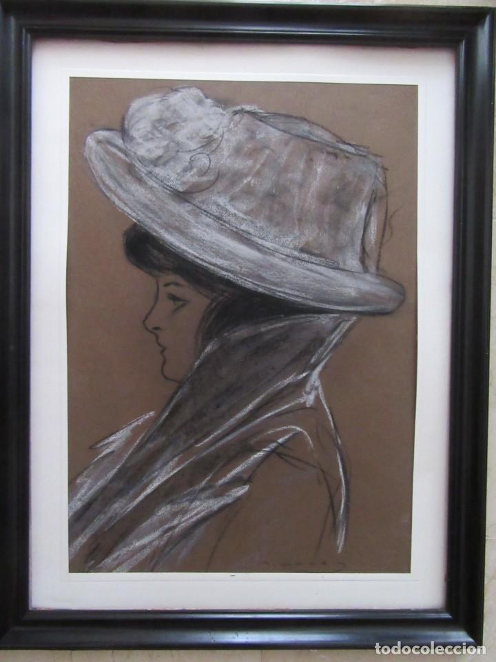 ramon casas carbo. ”retrato de dama 2”. certifi - Buy Paintings directly  from the artist on todocoleccion