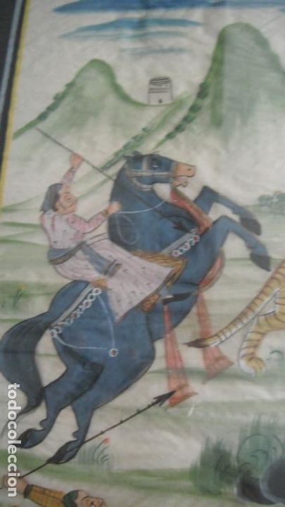 Arte: SEDA PINTADA MOTIVOS CHINESCOS CON MARCO - Foto 2