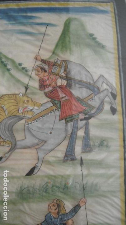 Arte: SEDA PINTADA MOTIVOS CHINESCOS CON MARCO - Foto 3
