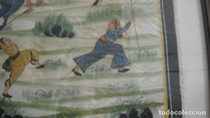 Arte: SEDA PINTADA MOTIVOS CHINESCOS CON MARCO - Foto 5