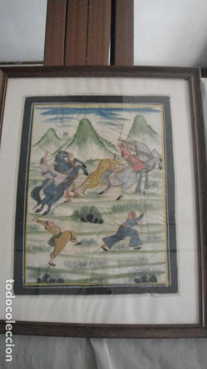 Arte: SEDA PINTADA MOTIVOS CHINESCOS CON MARCO - Foto 1