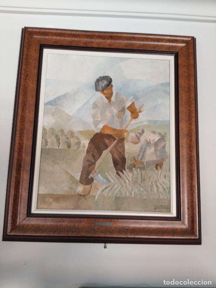 Arte: La siega. Oleo de Antonio Benito Yebra de Ares