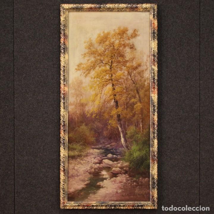 Arte: Pintura de paisaje firmada en italiano del siglo XIX.