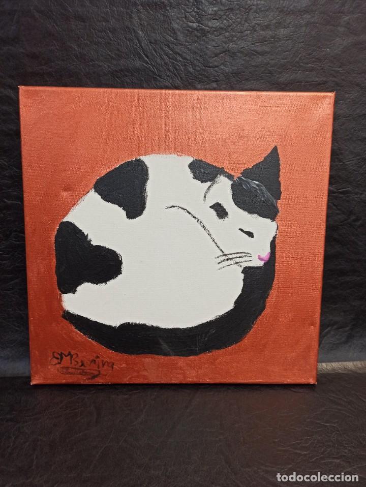 Arte: Gato Oleo sobre tela firmado y dedicado. AR