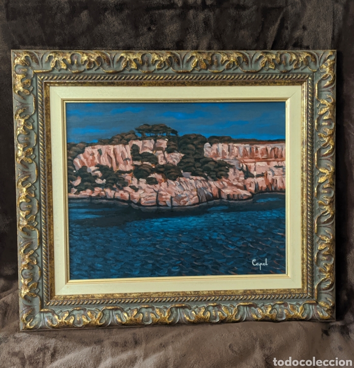 Arte: &Oacute;leo sobre tabla. Marina. Menorca. - Foto 1