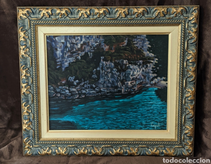 Arte: &Oacute;leo sobre tabla. Marina. Menorca. - Foto 1