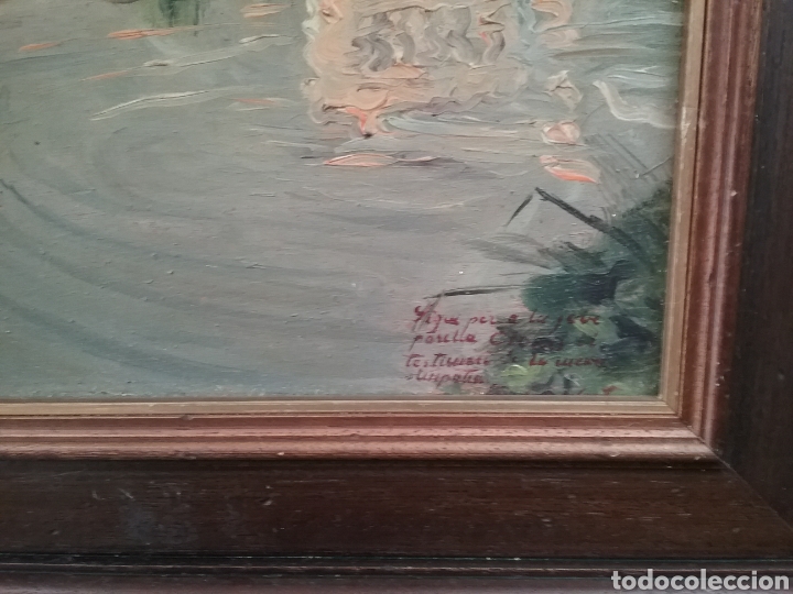 Arte: Ramon Llobet. &Oacute;leo sobre tabla. Dedicatoria. - Foto 2