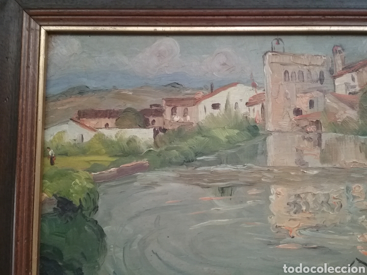 Arte: Ramon Llobet. &Oacute;leo sobre tabla. Dedicatoria. - Foto 3