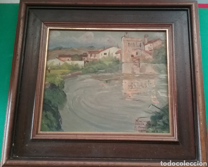 Arte: Ramon Llobet. &Oacute;leo sobre tabla. Dedicatoria. - Foto 1
