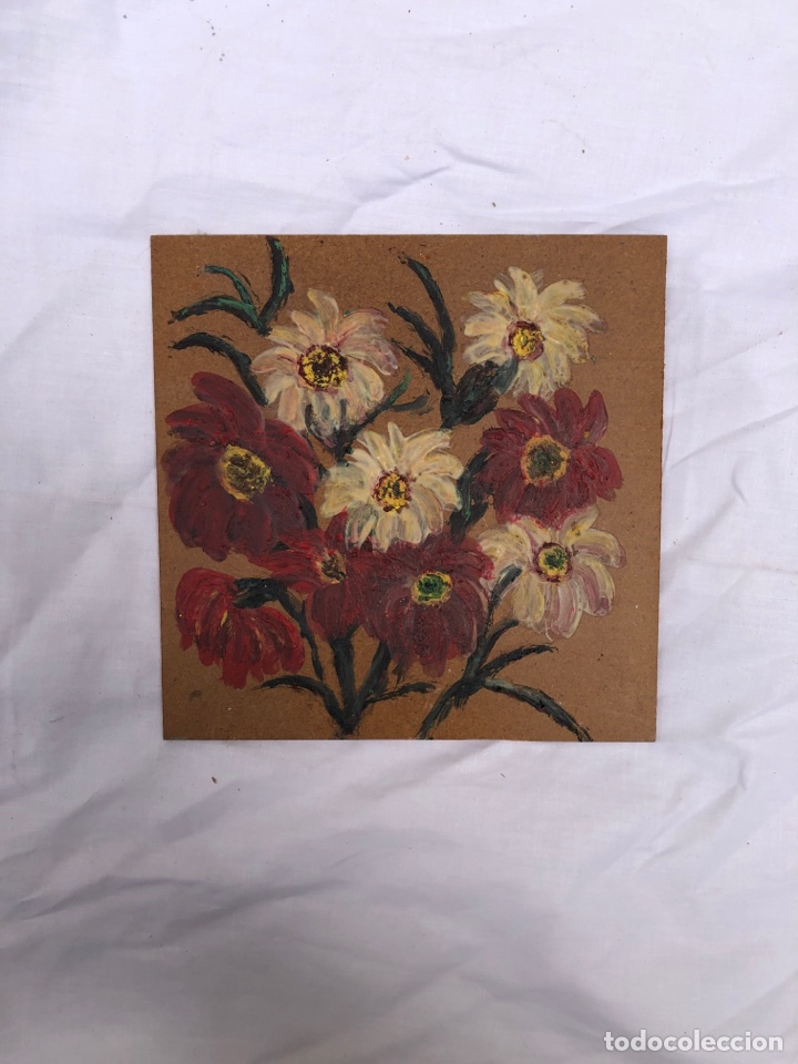 Arte: &Oacute;leo sobre lienzo bodeg&oacute;n de flores - Foto 1