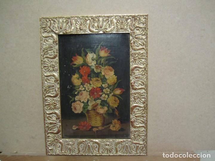 Arte: Oleo sobre tabla cesto con flores - Foto 9