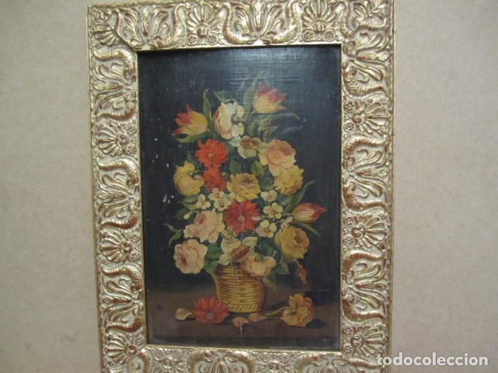 Arte: Oleo sobre tabla cesto con flores - Foto 10