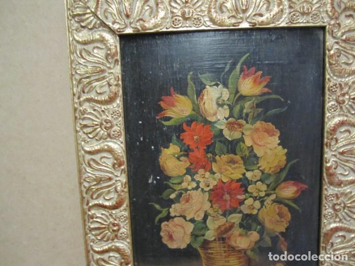 Arte: Oleo sobre tabla cesto con flores - Foto 12