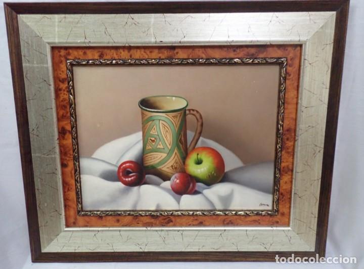 Arte: &Oacute;leo sobre tabla firma a catalogar Boyru - Foto 1