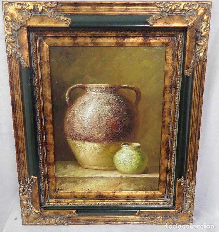 Arte: &Oacute;leo sobre tabla firma a catalogar - Foto 1