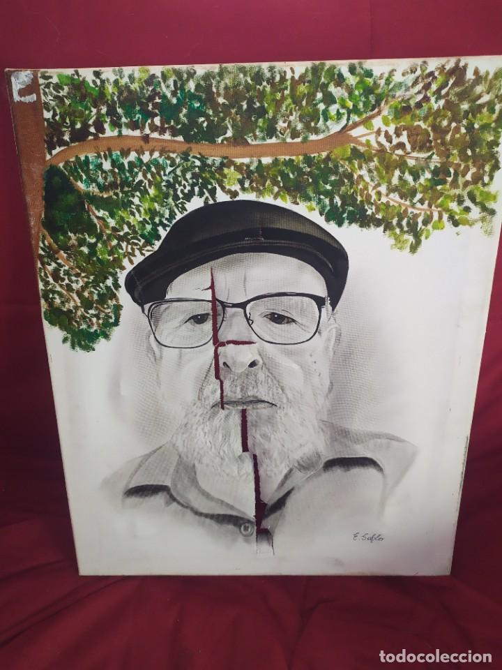 Arte: &Oacute;LEO LIENZO RETRATO AUTORRETRATO RESTAURAR FIRMADO E. SAHLER ? E. SABLER? SE AGRADECE INFORMACI&Oacute;N