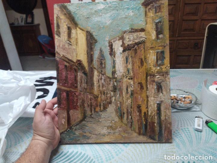 Arte: PRECIOSO OLEO SOBRE TABLEX DE UNA CALLE MIREN FOTOS