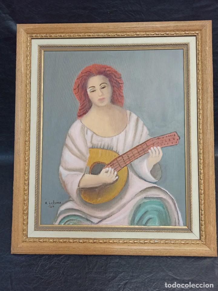 Arte: Mujer tocando el laud. A. Ledesma. Cuadros - Foto 1