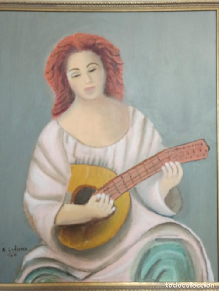 Arte: Mujer tocando el laud. A. Ledesma. Cuadros - Foto 2