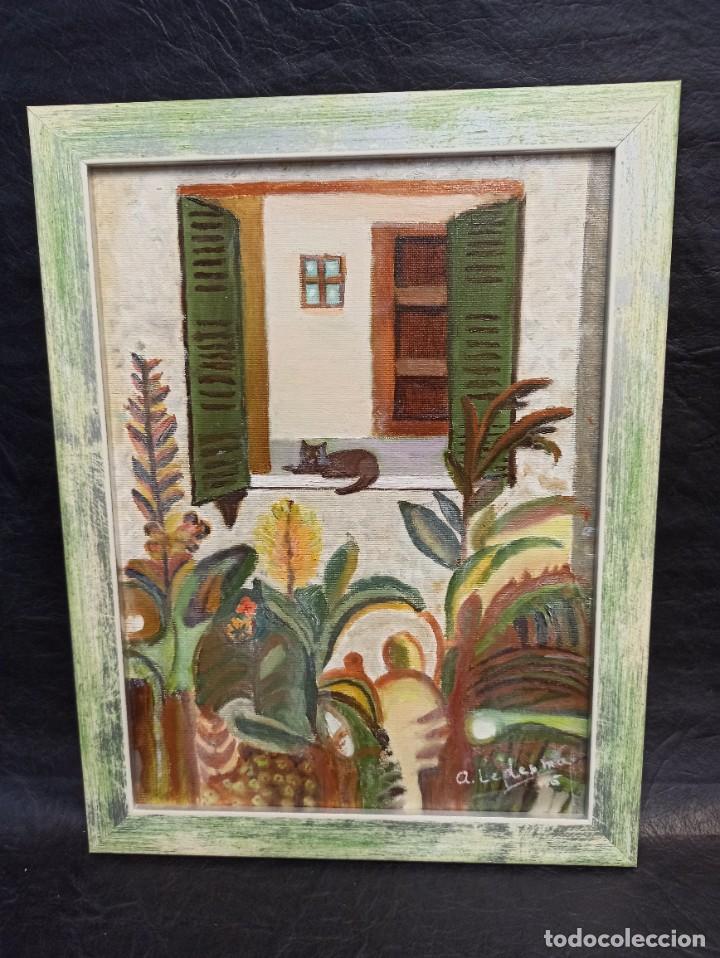 Arte: Ventana con gato. A. Ledesma. AR - Foto 1