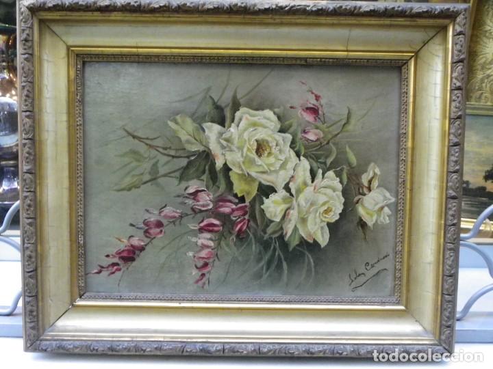 Arte: Rosas oleo/tabla S-XIX - Foto 4