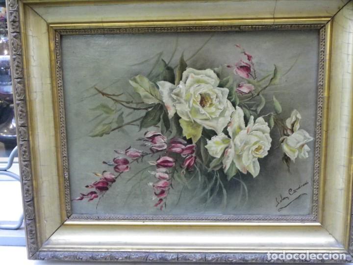 Arte: Rosas oleo/tabla S-XIX - Foto 2