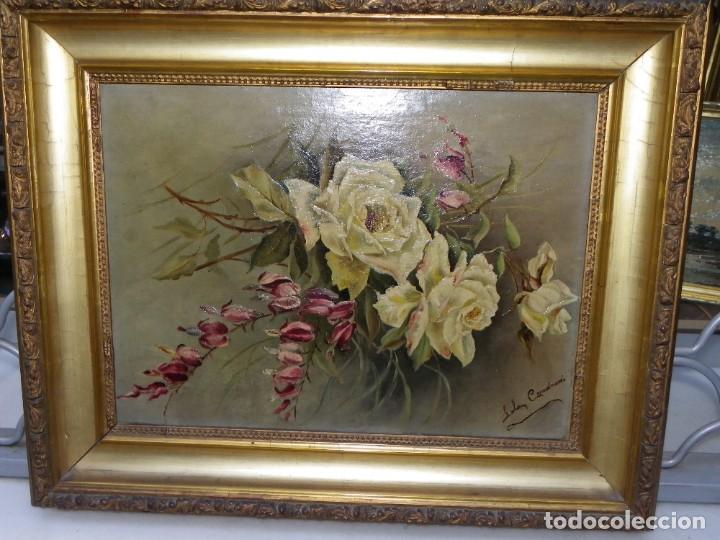 Arte: Rosas oleo/tabla S-XIX - Foto 3