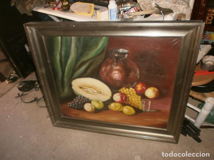 Arte: Bodeg&oacute;n oleo lienzo enmarcado 87X64 cm. marco 9 cm. firmado F. Lopez Pozo 1976