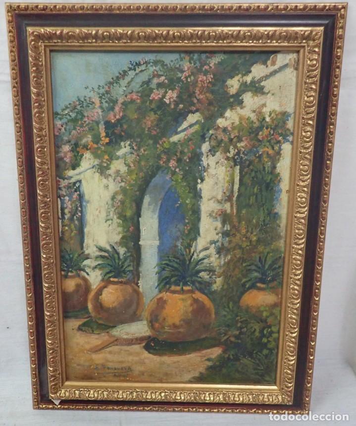 Arte: &Oacute;leo sobre tabla firma a catalogar - Foto 1