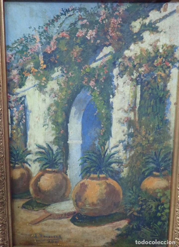 Arte: &Oacute;leo sobre tabla firma a catalogar - Foto 2