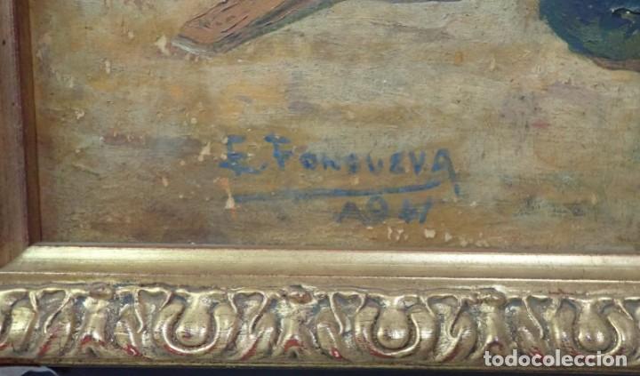 Arte: &Oacute;leo sobre tabla firma a catalogar - Foto 3