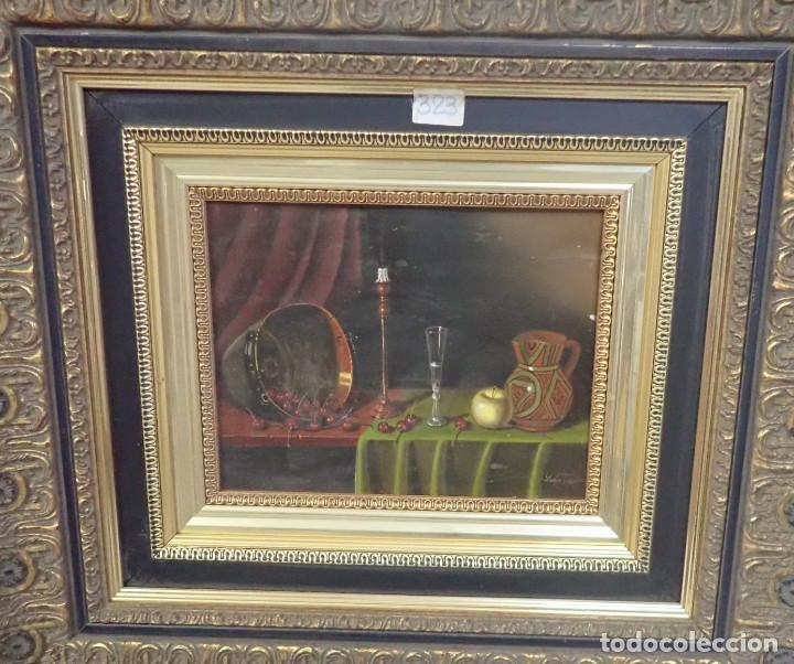 Arte: &Oacute;leo sobre tabla firma a catalogar - Foto 2