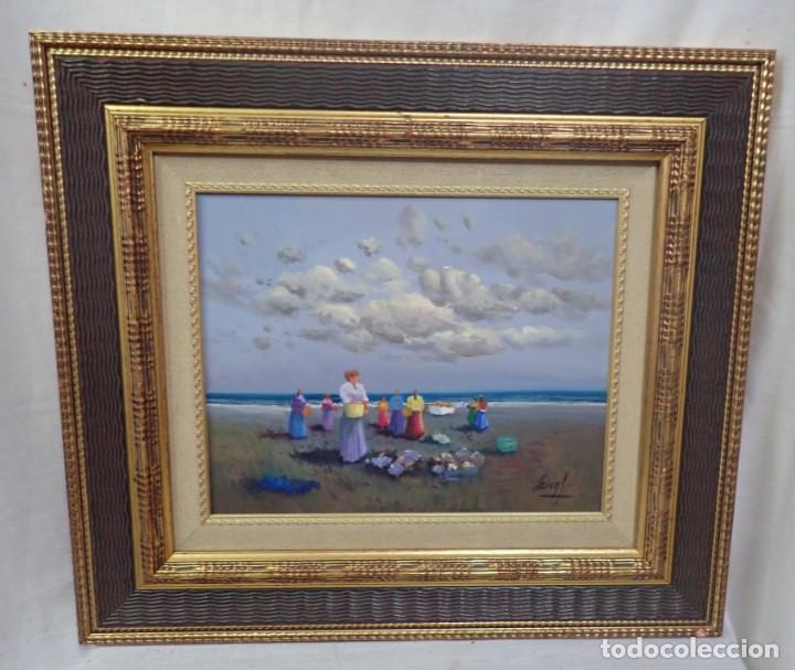Arte: &Oacute;leo sobre tabla firma a catalogar - Foto 1