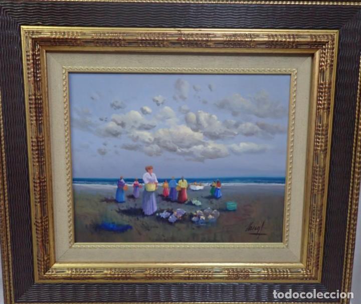 Arte: &Oacute;leo sobre tabla firma a catalogar - Foto 2