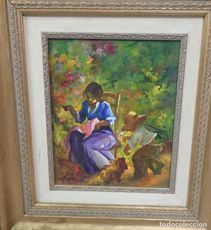 Arte: &Oacute;leo sobre tabla firma a catalogar - Foto 2