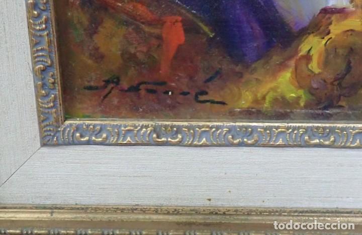 Arte: &Oacute;leo sobre tabla firma a catalogar - Foto 3