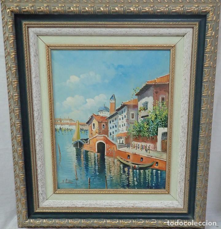 Arte: &Oacute;leo sobre lienzo firma a catalogar - Foto 1