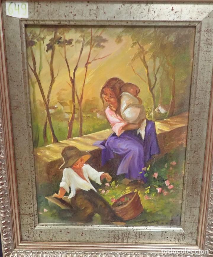 Arte: &Oacute;leo sobre lienzo firma a catalogar - Foto 2